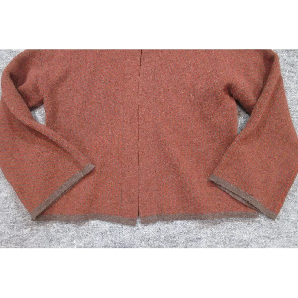 Chiaramente Cardigan Sweater Womens Large Orange Wool Blend Mock Neck Made Italy